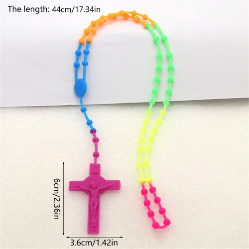 10Pcs Plastic Rosary Beads Necklaces Religious Rosary-White 1