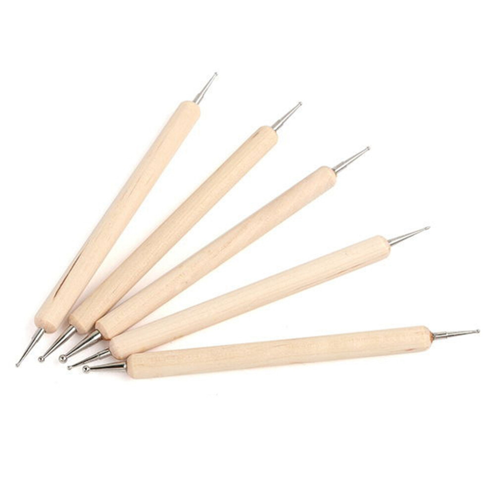 Fine Details Embossing Stylus Set Double End Tracing Dotting Tool Precision Diameter Rounded Tip Smooth Surface Wooden Handle Durable Craft Tool