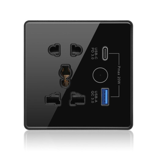 Tuya  Socket met Type C + USB Snellaad-Afstandsbediening-Timing-Stopcontact WiFi  British Standard 86-Type Socket B