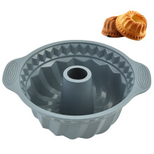 Forma de silicone com cabo flexível, antiaderente e canelada para assar bolo chiffon, pão de abóbora, geleia, fácil de desenformar, resistente ao