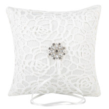 Ring Cushion Wedding Elegant Ring Pillow For Ceremonies Soft Comfortable Material With Bling Rhinestone And Satin Ribbon Design