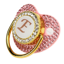 Goldener Baby-Kurven-Rhinestone-Silikon-Schnuller für Babys von 6-18 Monaten