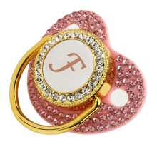Silikon-Schnullerset mit Rhinestone-Initial F, ergonomisch & sicher
