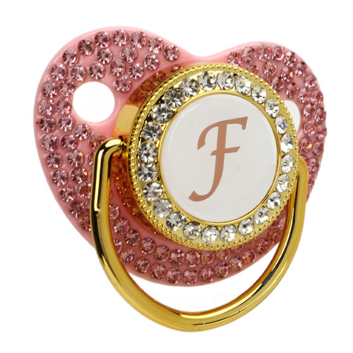 Silikon-Schnullerset mit Rhinestone-Initial F, ergonomisch & sicher 2