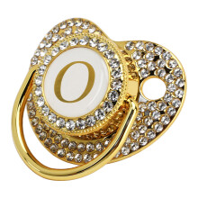Baby Bling Schnullerkette mit Staubschutz für 6-18 Monate, Buchstabe O
