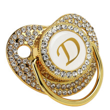 Baby Bling Goldenes Buchstabe D Schnullerkette mit Staubschutz für 6-18 Monate