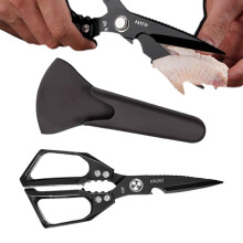 Kitchen Scissors for Food Stainless Steel NonSlip Handles Black Portable MultiPurpose Shears For Fabric And Household