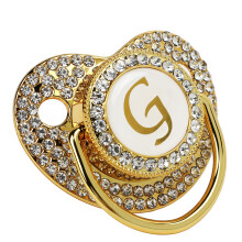 Baby Bling Gold Buchstabe G Schnullerkette mit Staubschutz für Neugeborene
