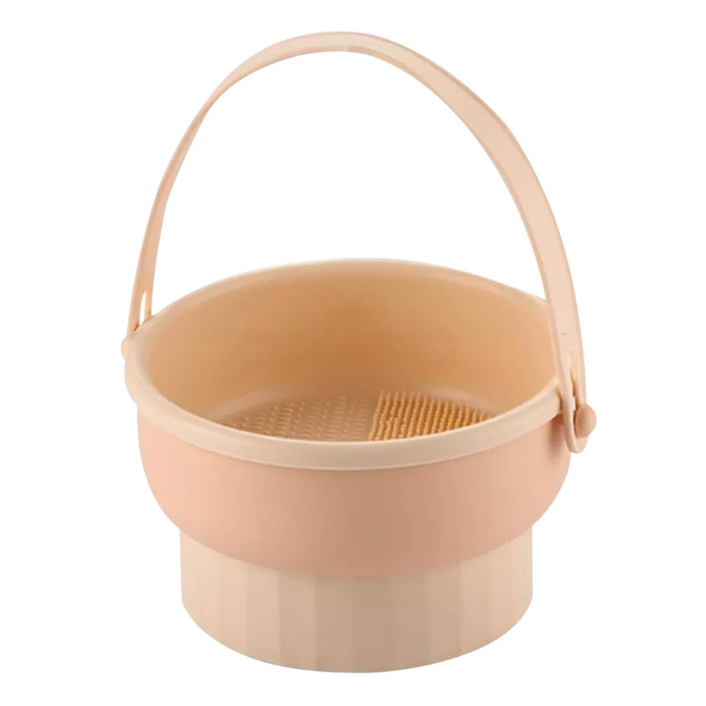 Makeup Brush Cleaner Bowl with Silicone Mat, MultiFunction Cleaning and Drying Basket SkinColoured