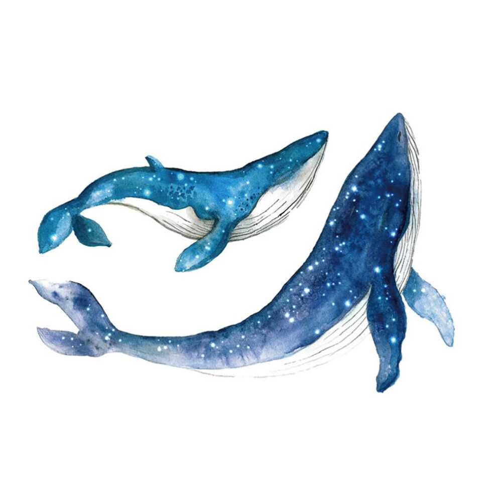 Whale Wall Decal Set - Undersea Wall Stickers for Kids Room, Baby Nursery, Classroom Decor, Removable Mural Art