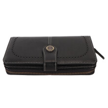 Large Capacity RFID Blocking Leather Wallet with Removable Wrist Strap - Black, 19.3 x 11 x 3.7cm