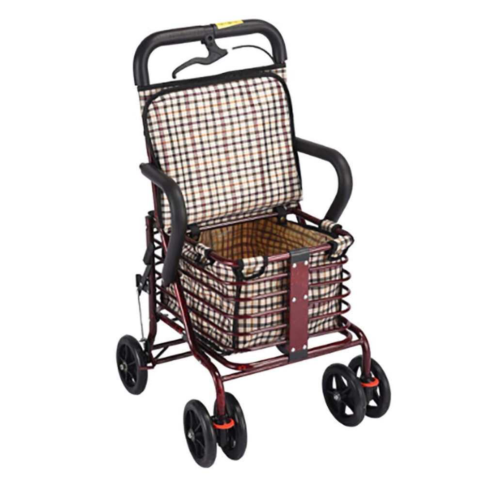 Folding Rollator Aluminum Alloy Walker With Seat Basket 4Wheel Mobility Rolling Walker Shopping Trolley