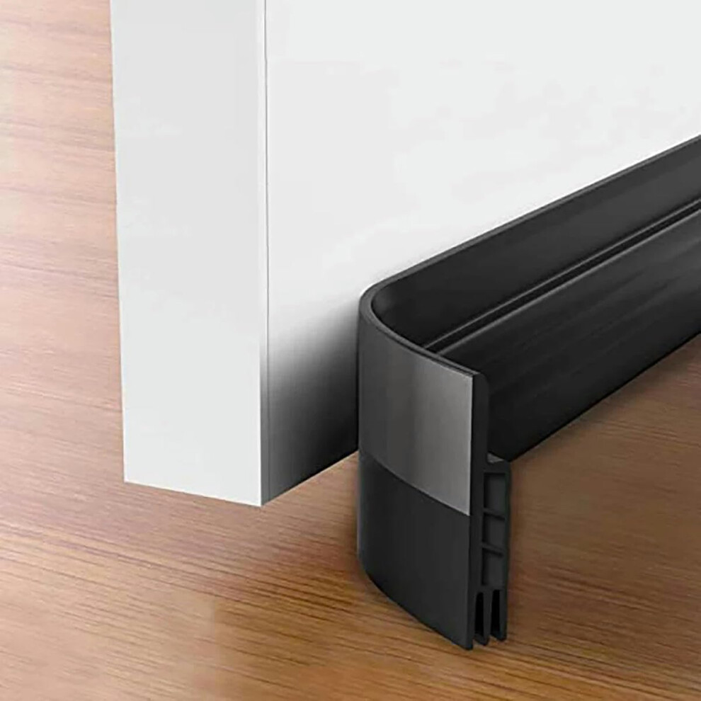 Door Bottom Seal Under Door Weatherstrip Sealing Strips Draft Stopper Anticold Gap Blocker Black 97 Cm Windproof 9187378823583
