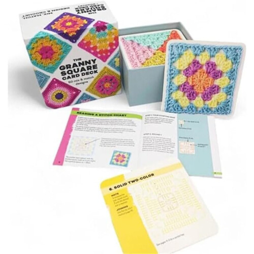 Granny Square Crochet Kit for Beginners with 50 Unique Mix and Match Patterns Card Deck Guide 2