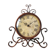 Rustic Mantel Clock with UltraQuiet Movement, Retro Iron Design, Battery Powered Vintage Desk Clock