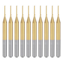 10PCS Titanium Coat Carbide End Mill Engraving Milling Cutter CNC Router Bits for PCB Machine, 1/8 Inch Shank 0.8Mm