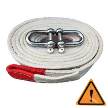 Heavy Duty Tow Strap 22000lbs with Loops 2' x 16' Recovery Rope for Cars Trucks Jeep Boats White