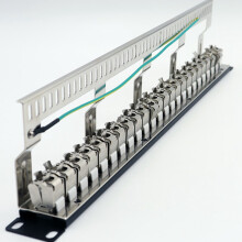 Painel de Patch Cat7 24 Portas CAT7/CAT6A FTP Patch Panel Blindado Completo Incl. 24X Cat7 Blindado Adaptador  1U 19 Polegadas