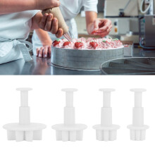 4Pcs Cake Flower Mold Set, Plastic Fondant Cutters, DIY Baking Tool
