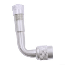 Valve Extension Adapter For Tires 4590135 Bend, Cars And Motorcycles Compatible, Includes Valve Core And Cap, Silver