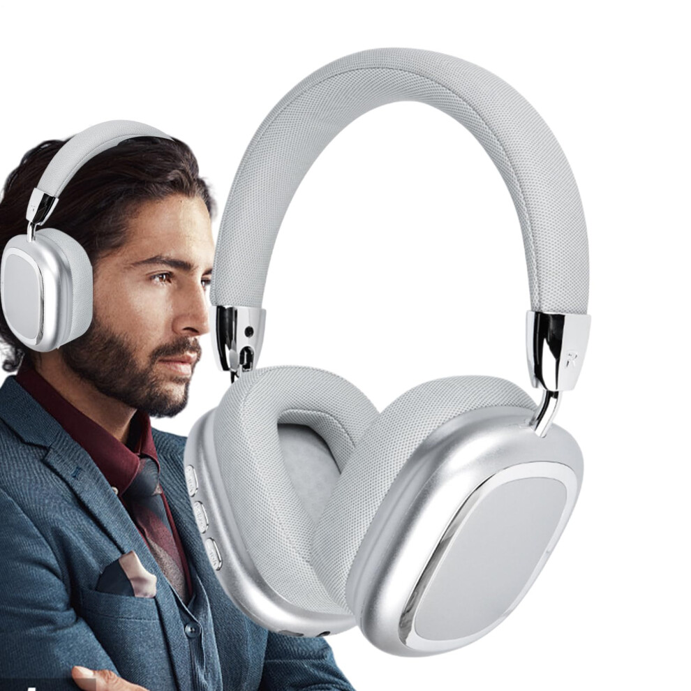 Wireless Headsets With Builtin Wireless Microphone For Sports & Fitness, Streaming, Work, Study, Silver 9382693318695