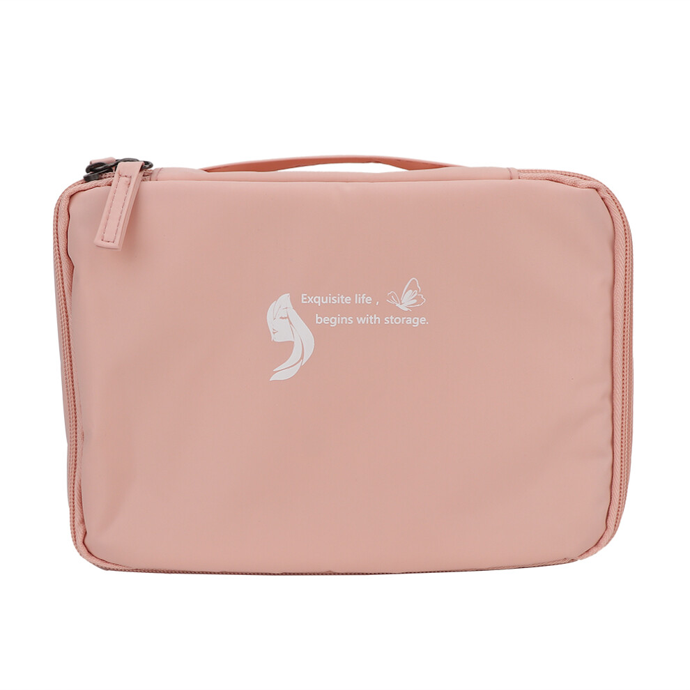 Waterproof Travel Makeup Bag For Women, Hanging Toiletry Organizer With Separate Brushes Compartment And Flexible Velcro Dividers For Customizable