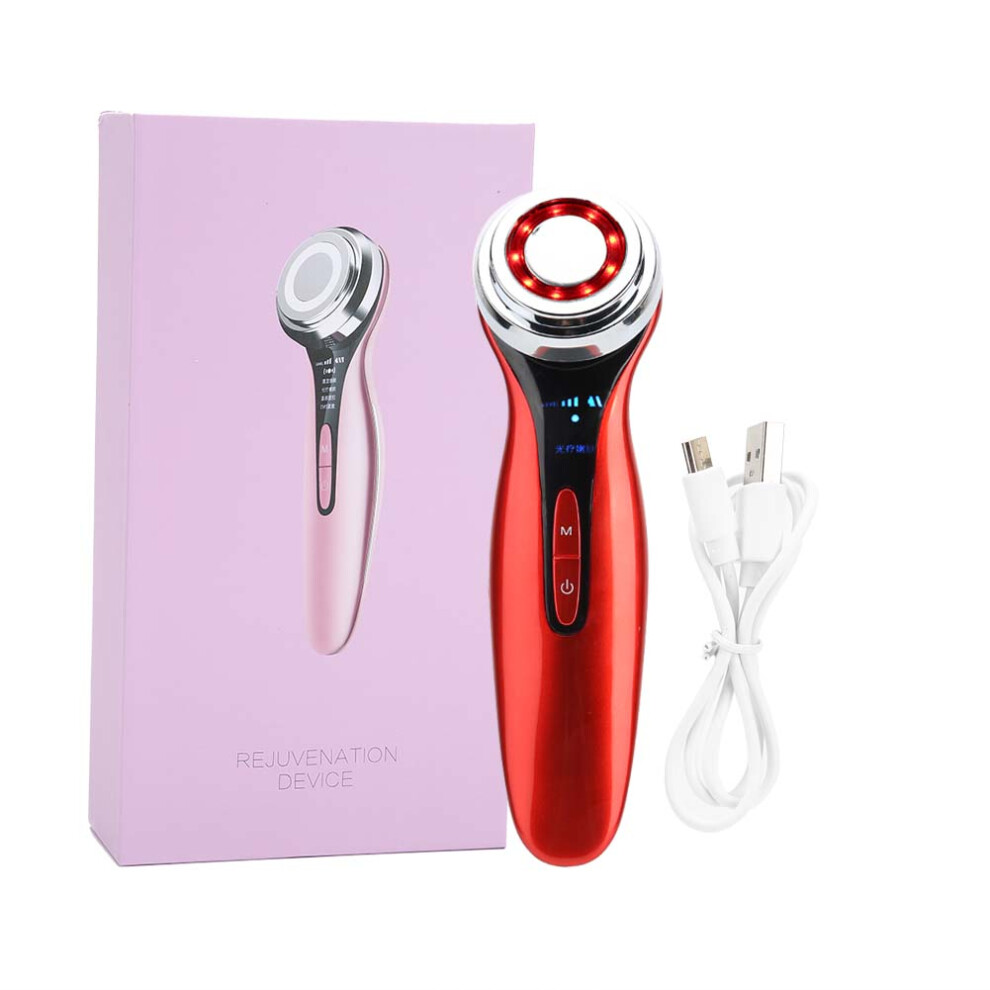 Red/Light Face Massager Tool For Double Chin Uction, Galvanic Machines Vibrating Facial Massager With Therapy Thermals Micro Current Facial Device