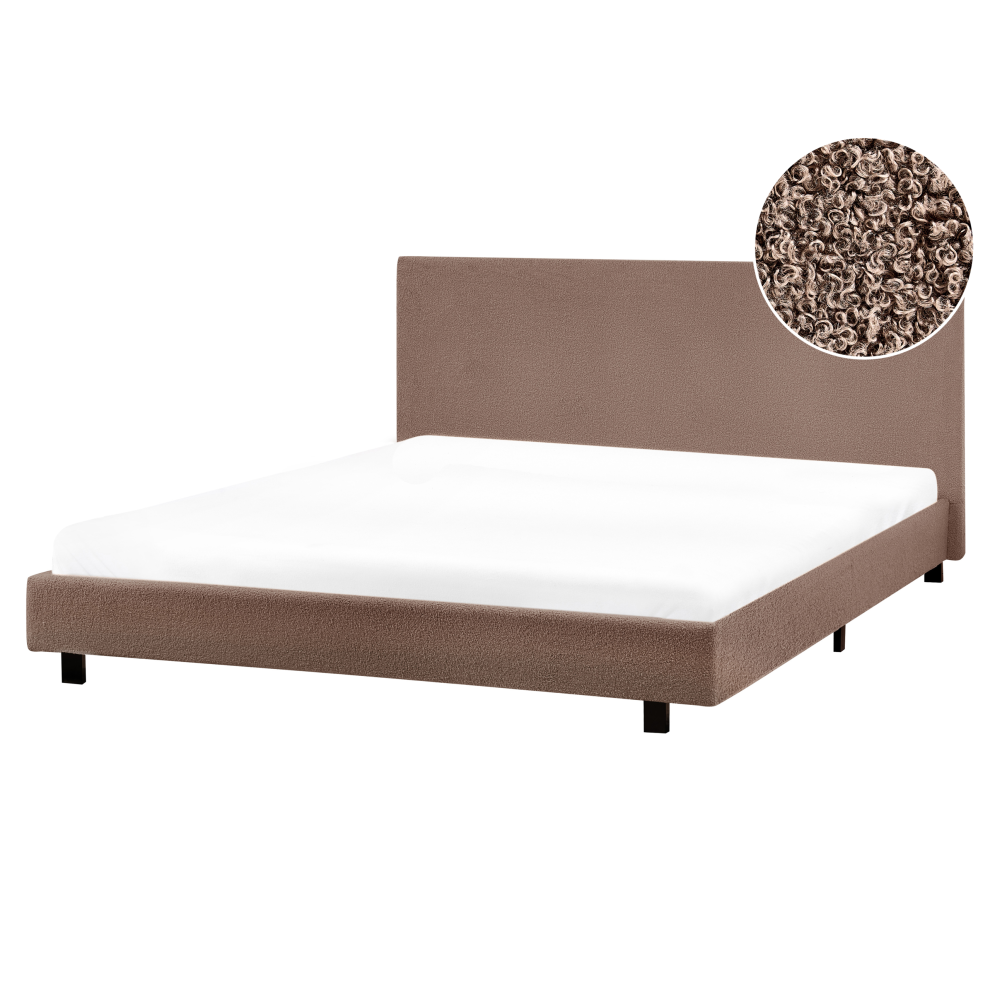 New Beliani Waterbed Boucle Albi 180 X 200 Cm (Eu Super King) Brown
