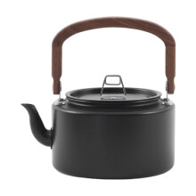 Durability Camping Coffee Pots Wood Handle Heatproofed Handle Black Kettles For Wilderness Backpacking