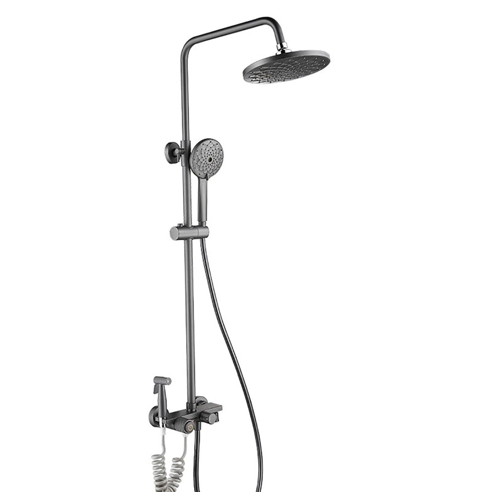 Shower Suit With 8 Inch Rain Shower Head, Gray Wall Mount Faucet Set, 4 Mode Handheld Shower And Tub Spout, Bidet Sprayer 9187378387221