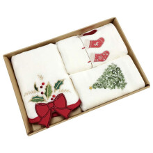 Christmas Hand Towels 100% Cotton Washcloth Set Basin Towels Kitchen Towels Decorative Dish Towels 3 Pack