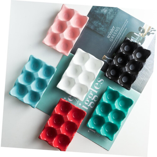6grids Egg Separator Ceramic Egg Storage Container Holder Red 6Grid Design Kitchen Organizer 1