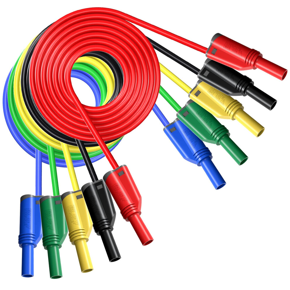 Banana Plug Test Leads 4Mm Silicone Insulated Stackable With Alligator Clips For Multimeter 9382693177780