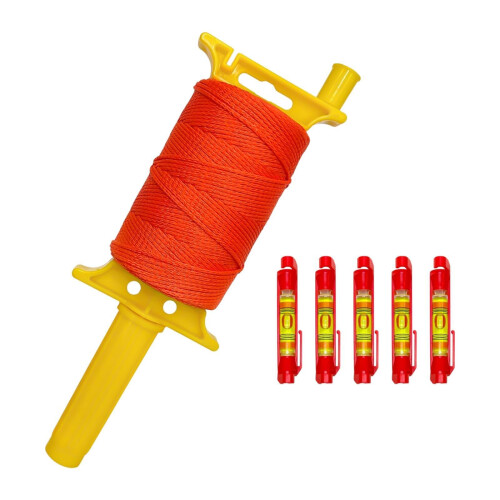 Orange Gardening Line Tool with FiveLevel Precision Measurement and Strength Nylon String