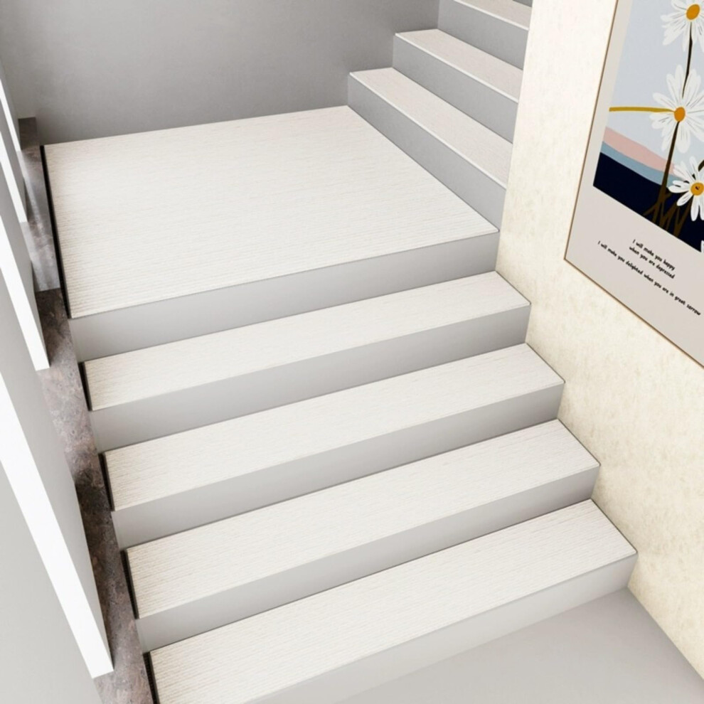 Stair Treads Nonslip Carpet Mats For Wooden Steps Selfadhesive Washable Safety Set White 5Pcs 9199774549844