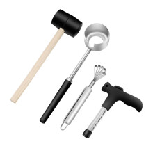 Stainless Steel Coconut Opener Set with Safe Punching Design for Quick Young Coconut Opening