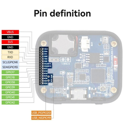 ESP32-S3 1,8-Inch Display AMOLED Capacitief Touchscreen-Ontwikkelingsbord LX7 Dual-Core Processor SH8601 1