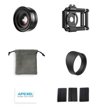 APEXEL ZM100 10-20X Objectif Macro Zoom pour Smartphones, Kit de Micro-Objectif HD, Prend en Charge la Macrophotographie