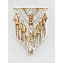 Woven Macrame Tapestry Cotton Handmade Woven Dream Catcher with Tassel Ornament Bedroom Living Room 45x75cm Brown