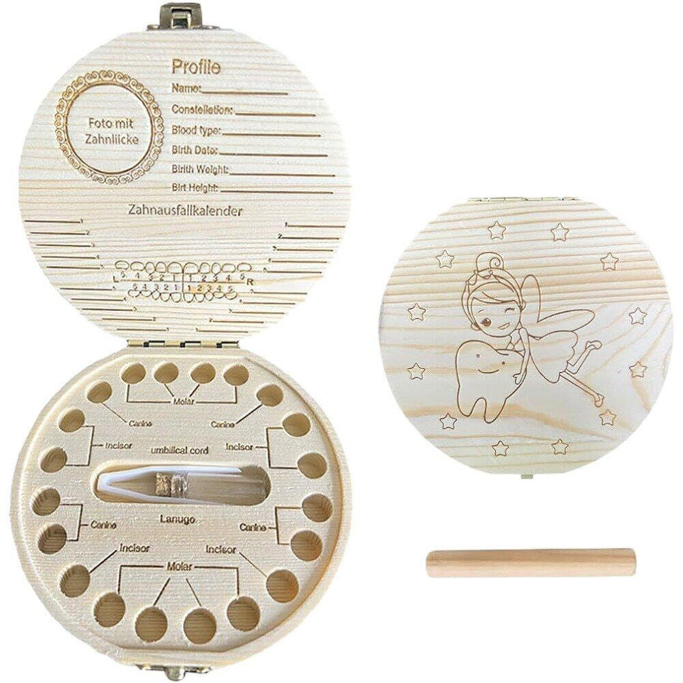 Wooden Tooth Keepsake Box Cute Baby Teeth Save Box Tooth Fairy Box for Baby Kids Milk Teeth Memory Storage Organizer Ref: 6422