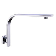 Modern Square Rain Shower Head with Adjustable Height Stainless Steel Gooseneck Arm Chrome Plated Wall Mounted