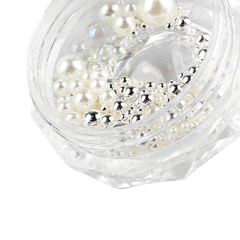 DIY Craft Jewelry, 3D Decal Design Semi Round Imitation Pearl, Glitter Decoration for Wedding Bridal, Multipurpose Crafting Bead Assortment, Plastic