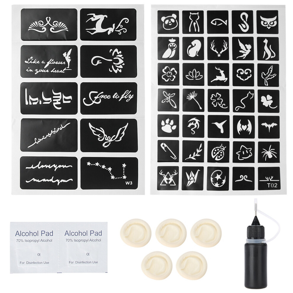 Self Adhesive Tattoo Stickers Temporary Tattoos Stencils Reusable Tattoo Stencils Face Painting Stencils Body Art Stencils Durable PVC Material Safe