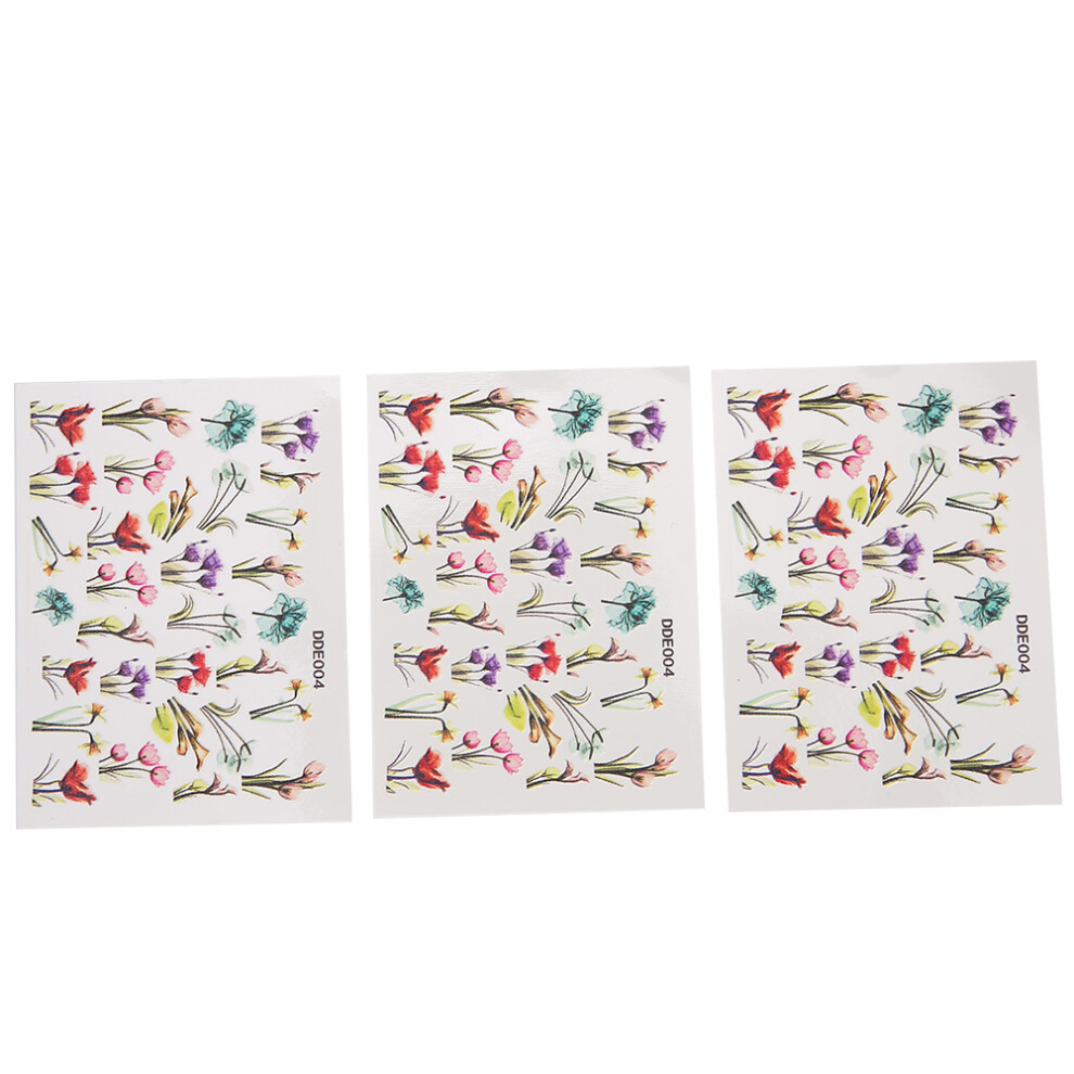 Flower Nail Stickers For Nail Art, 5D Embossed Nail Decals Self Adhesive Colorful Flower Nail Decoration Creative Bronzing Sticker Suitable For All