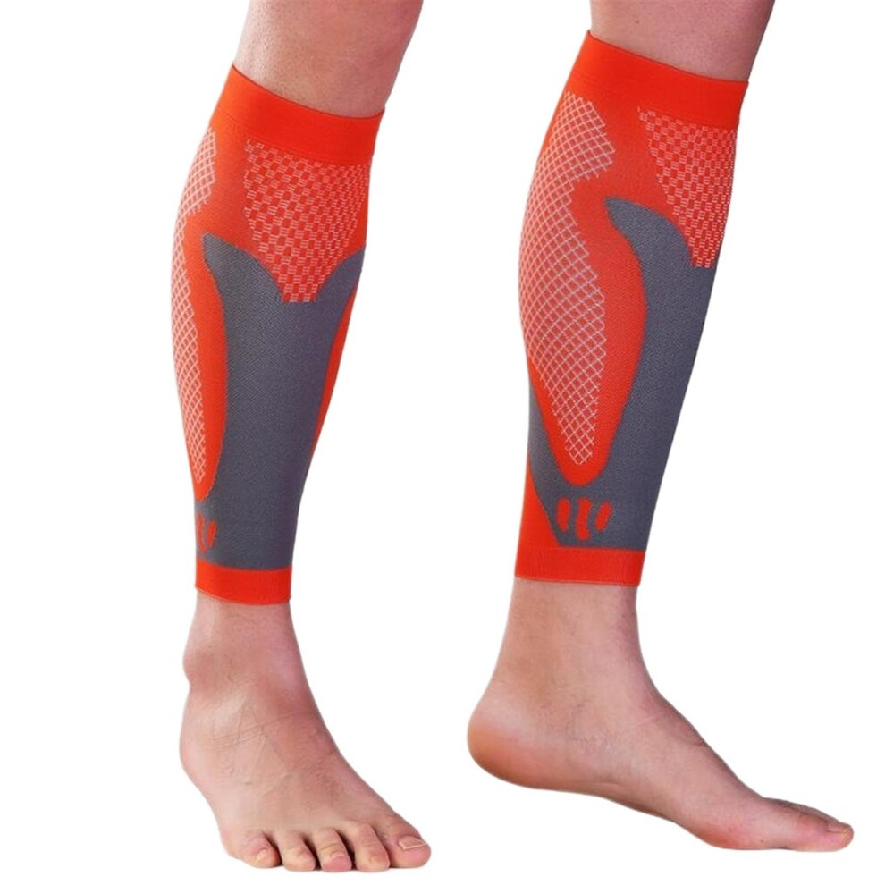 Orange Calf Compression Sleeve 1 Pair Leg Support Sleeve Footless Socks For Fitness Running Shin Splints Xl