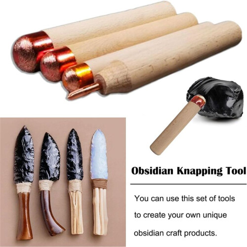 Knapping Tools Kit Obsidian Crafting Tool, Dragon Crystal Stone Age Toolkit,for Both Pros,Pressure Flaker,Copper Boppers 2
