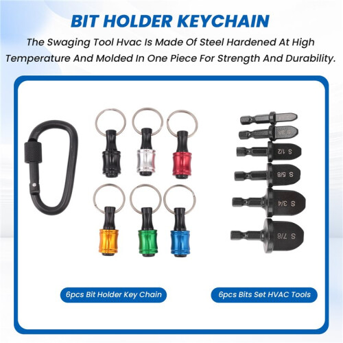 6Pcs Bits Set HVAC Tools Swaging Tool HVAC Copper Pipe Expander Tool with 6Pcs Bit Holder Key Chain 2