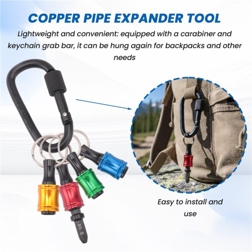 6Pcs Bits Set HVAC Tools Swaging Tool HVAC Copper Pipe Expander Tool with 6Pcs Bit Holder Key Chain 1