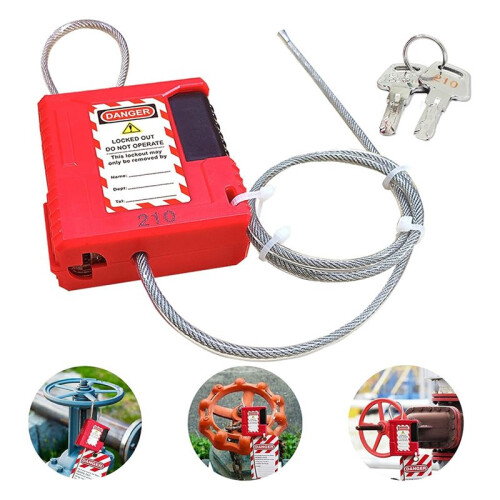 Lockout Tagout Cable Lock - 3.3ft Adjustable Cable Lock, Steel Cable Lock with Vinyl Coating, Loto-Cable 1
