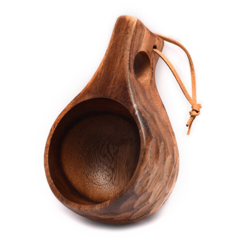Wood Handle Cowhide Rope Hook Juice Milk Cup Coffee-   3 2